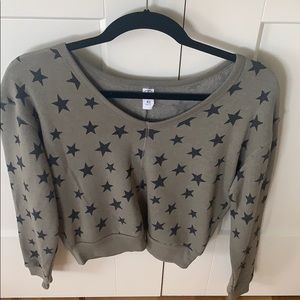 Army green, cropped sweatshirt
